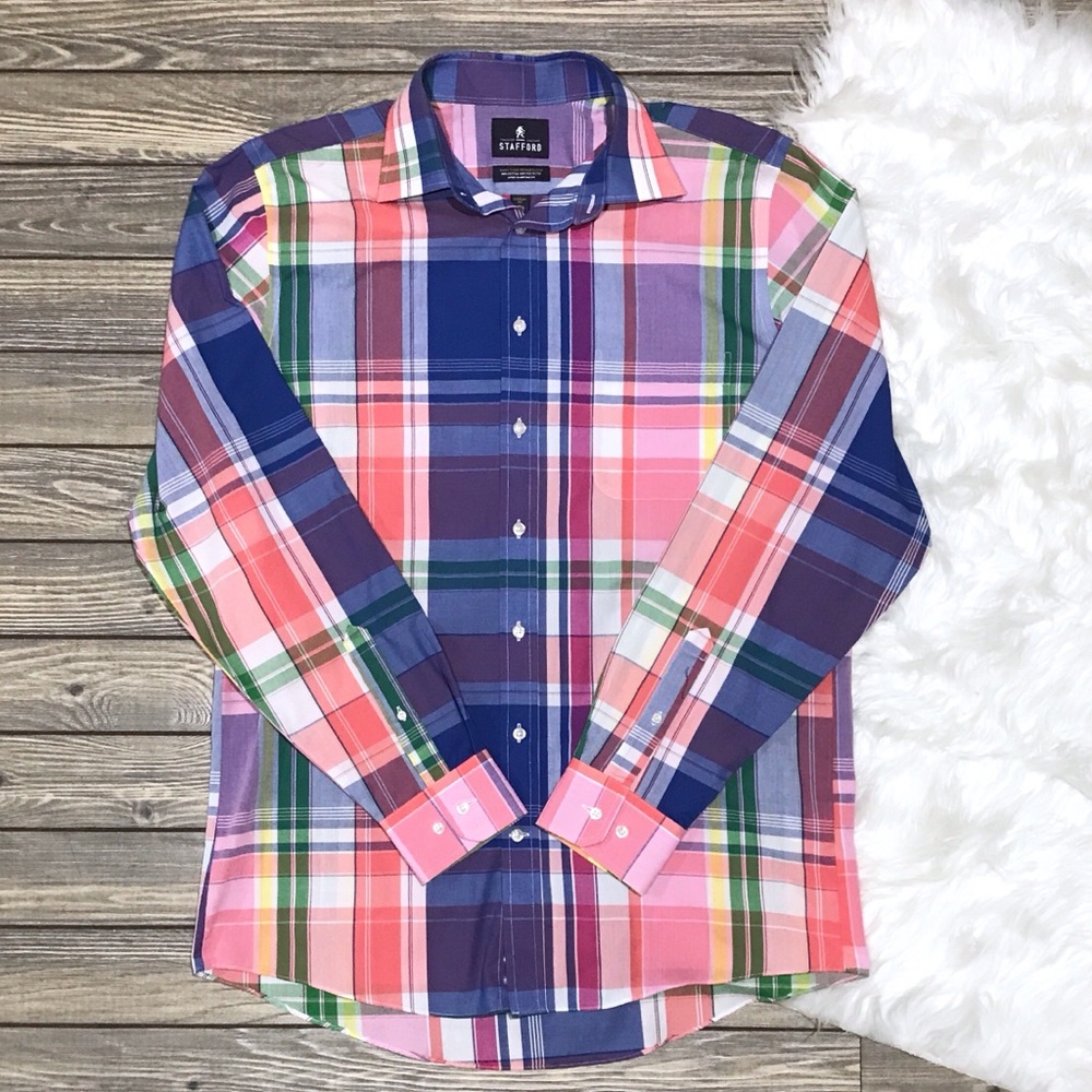 Stafford | Men’s Easter Plaid Button Down Shirt